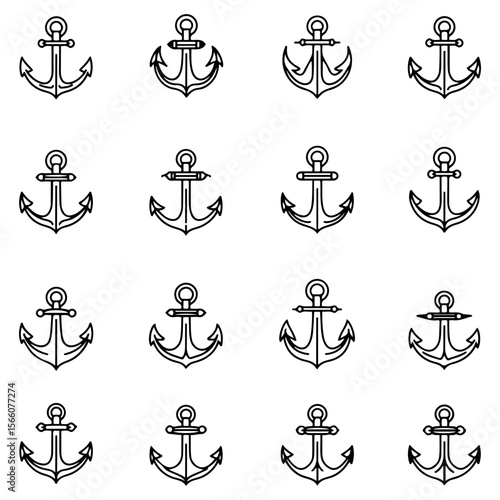 A beautiful variety of sailor and navy-themed anchor illustrations for use in any sea-inspired creative project