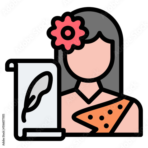 Historian Woman icon vector image. Can be used for Museum.