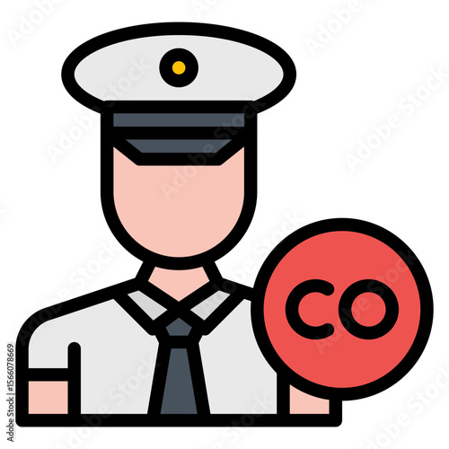 Male Co Pilot icon vector image. Can be used for Airline.