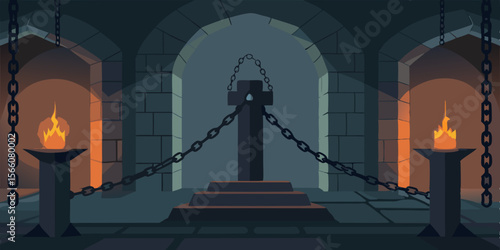 Medieval Dungeon With Chains Clanking In Silence