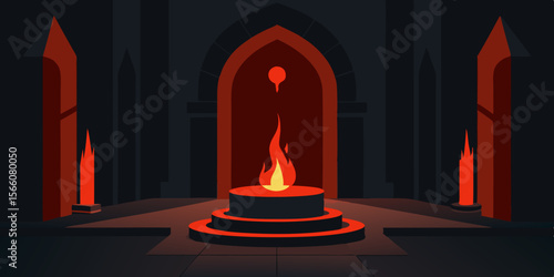 Ritual Chamber Beneath Old Cathedral Lit Only By Candles