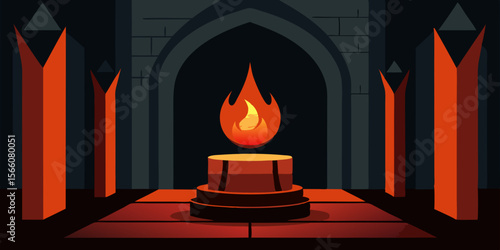 Ritual Chamber Beneath Old Cathedral Lit Only By Candles