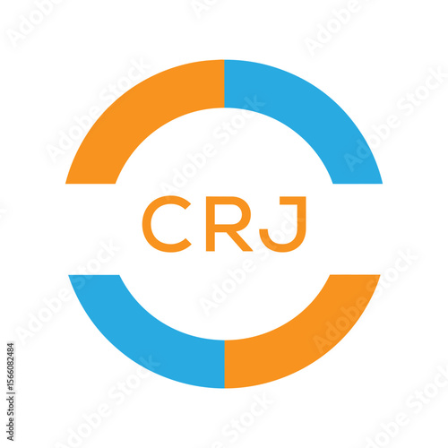 Modern CRJ Circular Logo Design – Colorful Blue and Orange Business Branding Symbol. CRJ Letter Logo.
