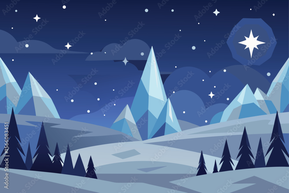 Fototapeta premium Frozen Mountain Landscape Vector