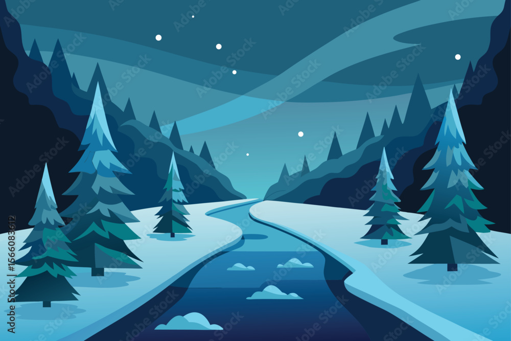 Obraz premium winter landscape with trees and snow