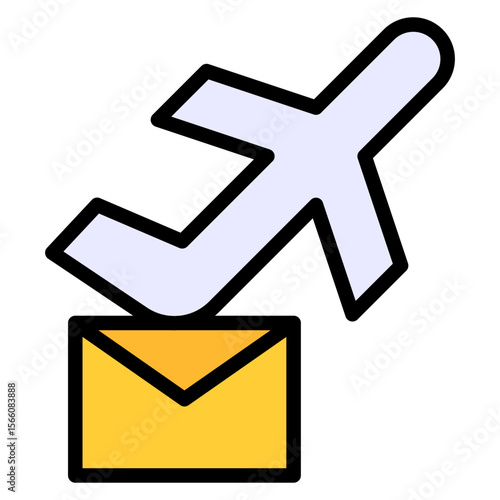 Mail Plane icon vector image. Can be used for Postal Service.