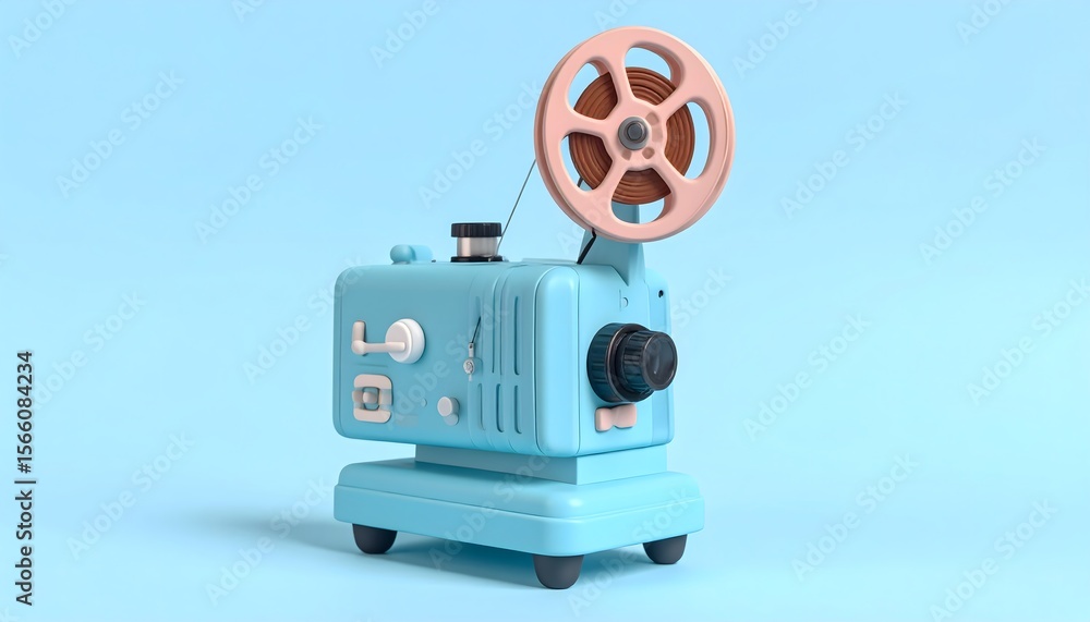 Fototapeta premium Retro School & Office Supplies – Pastel Isolated Vintage Elements on Light Blue Background 