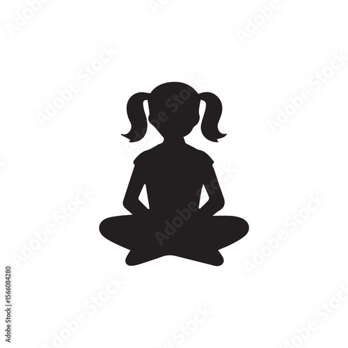 vector silhouette of a girl meditating