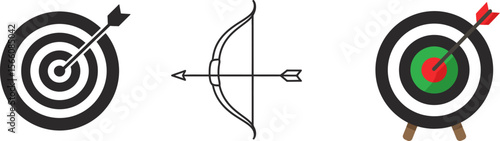 Archery target with bow and arrow vector illustration for business goal concept and success strategy