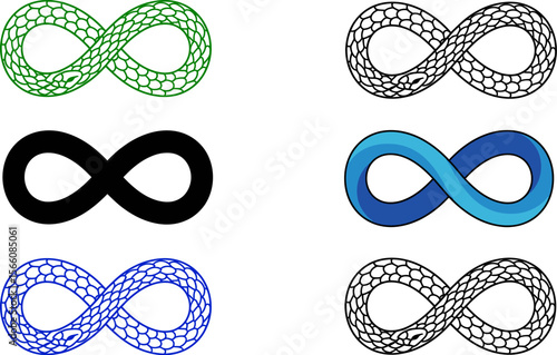 Infinity symbol vector illustration collection of various styles and colors endless loop design concept