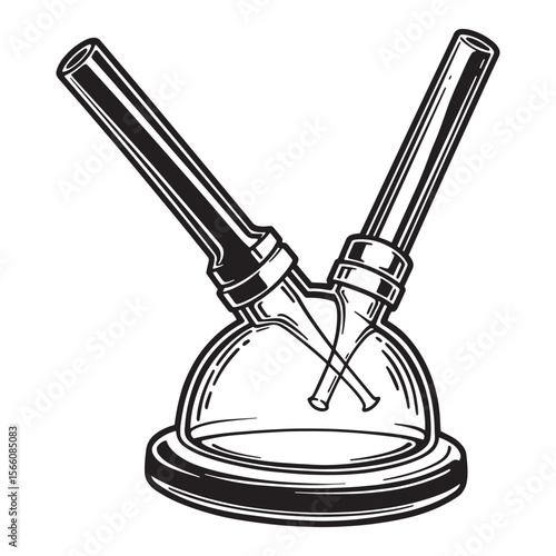 Illustrated black and white hookah vector for relaxation and social gathering design