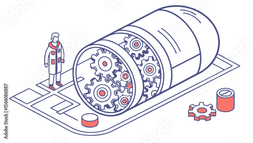 Smart Pill Development with Internal Gears: Isometric Medical Nanotechnology and Precision Drug Delivery Concept