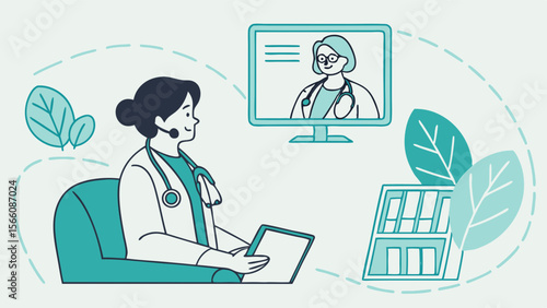 Telemedicine Consultation: Doctor and Patient Engaging in Virtual Online Medical Care via Video Call for Digital Healthcare Services