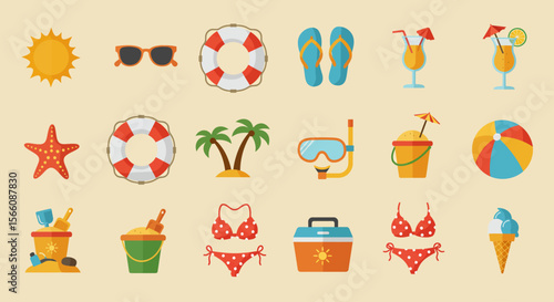 set of summer icons