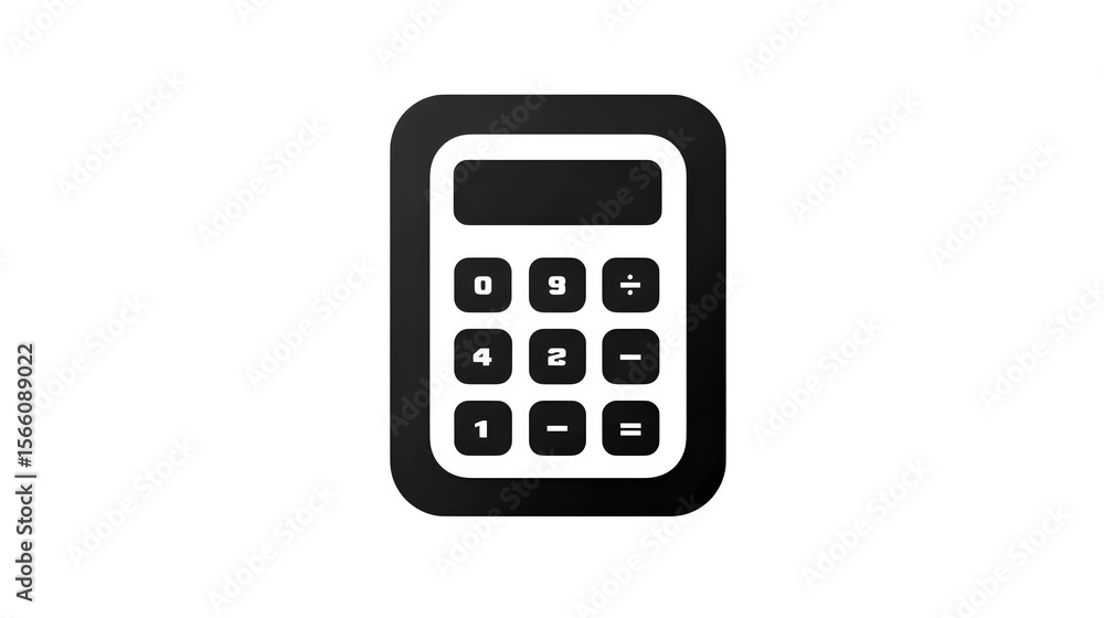 Single flat black icon of a calculator, representing finance or accounting, isolated on white background Single flat black icon of a calculator, representing finance or accounting, isolated on white background