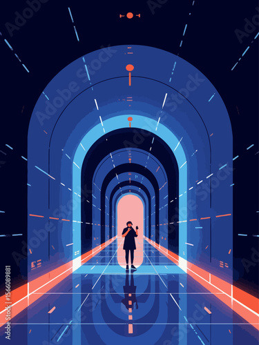 A futuristic tunnel The tunnel should have a symmetrical layout