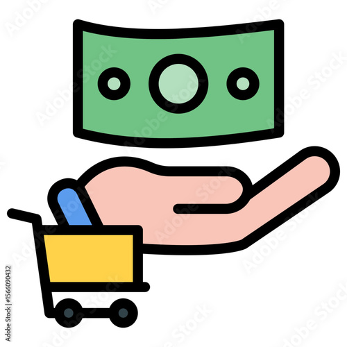 Cart Cash on Delivery icon vector image. Can be used for Ecommerce Store.