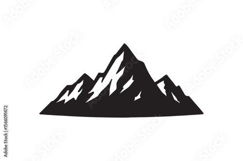 mountain peak silhouette vector art illustration on white background