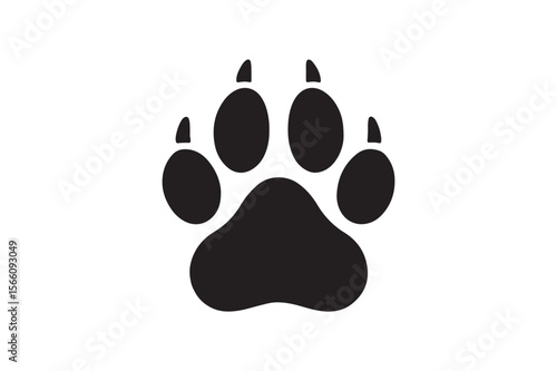sled dog paw silhouette vector art illustration on white background