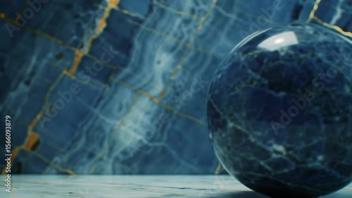 Polished stone egg on a marble surface