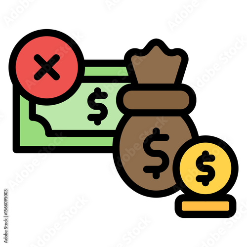 Loan Denial icon vector image. Can be used for Loan.