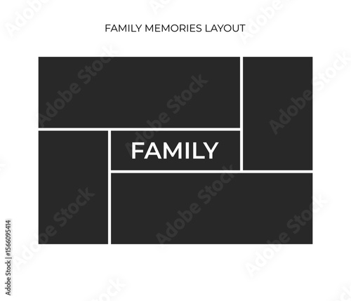 This frame icon features a black rectangular collage layout with white borders, centered with the word "FAMILY".