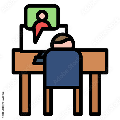Remote Interview icon vector image. Can be used for Remote Working.