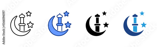 New Moon Sighting icon sheet multiple style collection