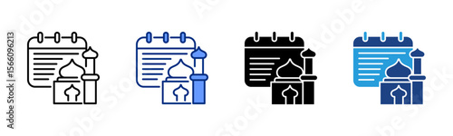 Foto Mosque Timetable icon sheet multiple style collection