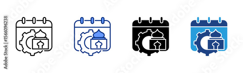 Islamic Productivity icon sheet multiple style collection