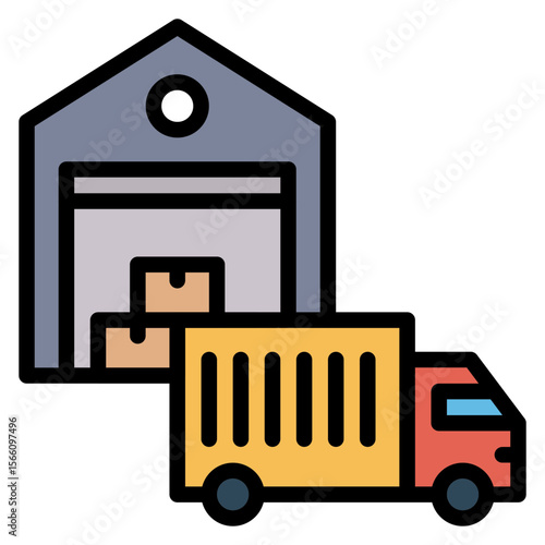 Loading Dock icon vector image. Can be used for Manufacturing and Distribution.