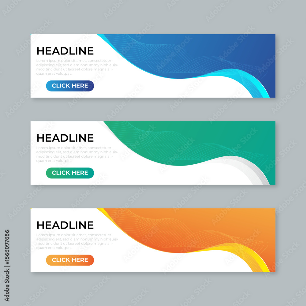 Naklejka premium Web banner design template. Abstract wave web banner gradient template