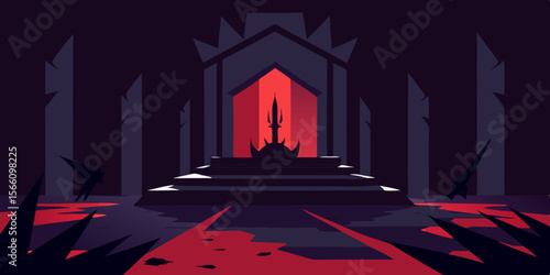 Throne Room Ruled By Shadows With Broken Swords Scattered
