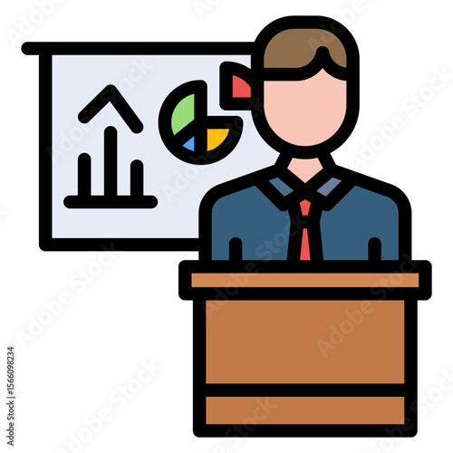 Conference Presentations icon vector image. Can be used for Curriculum Vitae.