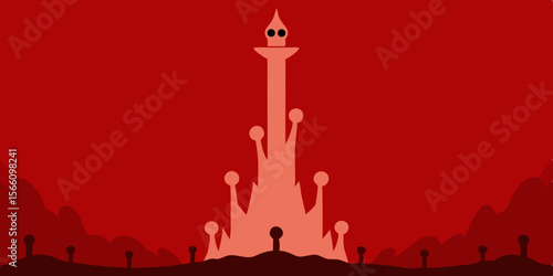 Tower Made Entirely Of Bone Rising From Crimson Sands