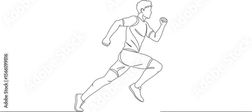 Running man line art vector illustration for sports and fitness concept and marathon runner design idea vector illustration