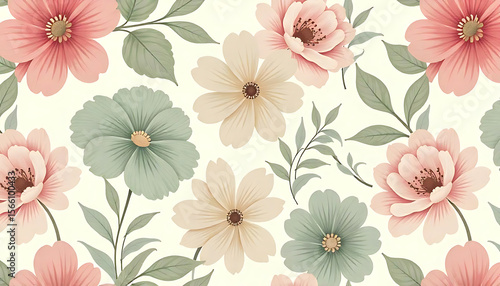 Wallpaper Mural seamless pattern with flowers Torontodigital.ca