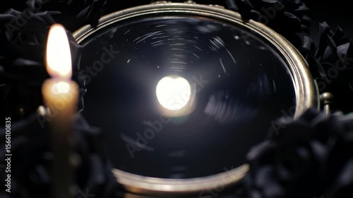 Ornate Mirror with Candlelight