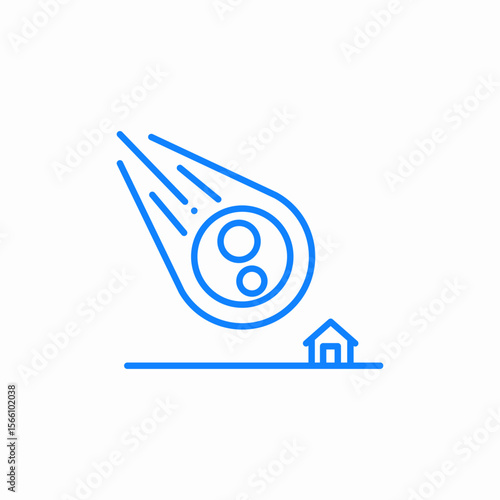 meteor crashing house icon sign vector