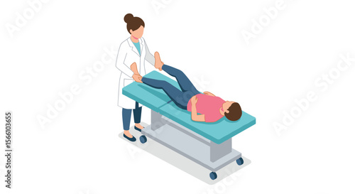 Physical therapy session concept vector illustration for healthcare design in isometric style