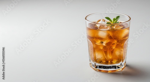 Wallpaper Mural Refreshing Iced Beverage in a Glass with Mint on a Minimal Background variation 3 Torontodigital.ca