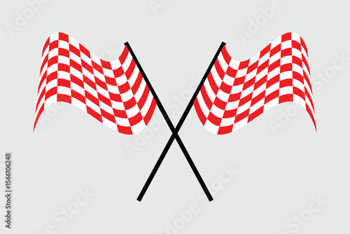 Two Race flag vector silhouette. Race flag sign and symbol. Checkered racing flag icon. eps 10