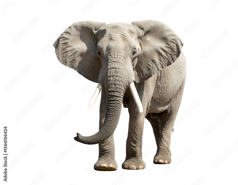 Fototapeta premium A magnificent African elephant stands majestically, showcasing its impressive size and powerful presence.