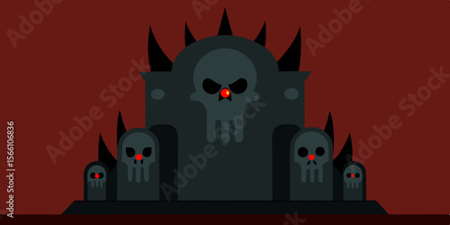 A Dark Throne With Skulls Embedded Into The Seat