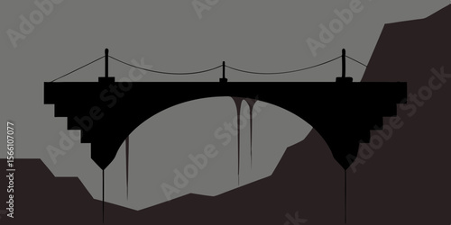 A Stone Bridge Suspended Over A Chasm Of Writhing Fog