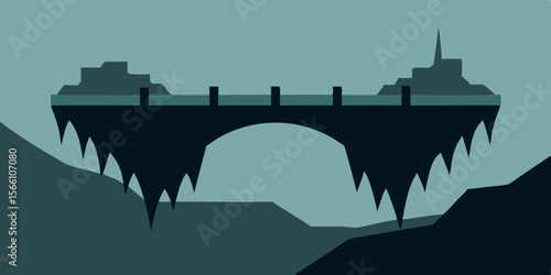 A Stone Bridge Suspended Over A Chasm Of Writhing Fog