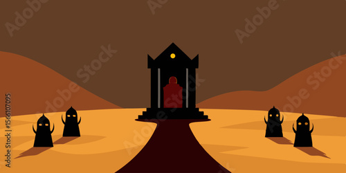 A Throne Room Buried Under Sand And Guarded By Shadows