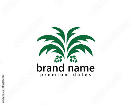 creative dates farm logo, palm tree leaves, logo design inspiration