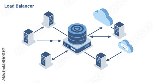 Load balancer network diagram vector illustration for it infrastructure design