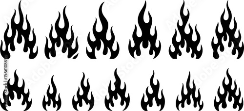 Black flames tribal design elements fire tattoo